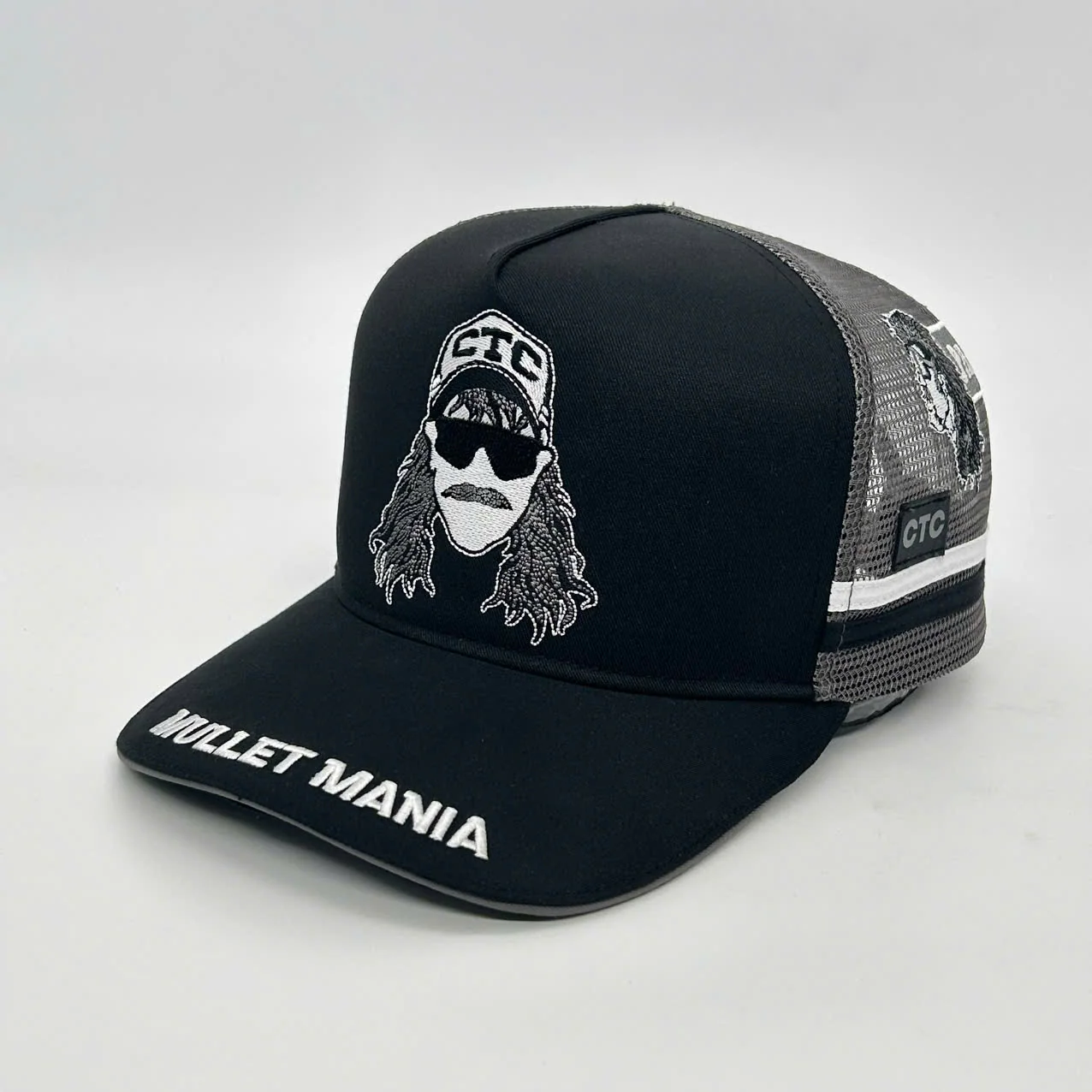 MULLET MANIA BLACK TRUCKER CAP